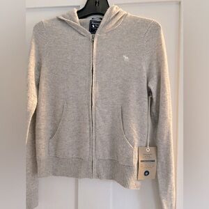 New Abercrombie & Fitch 100% Cashmere Heather Gray Hoodie XS